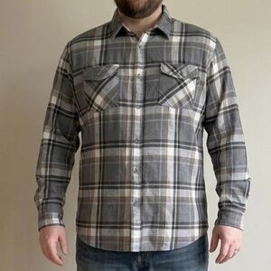 Molokai Surf Co Flannel Shirt XXL Gray Plaid Button-Down Cotton Blend Like New!
